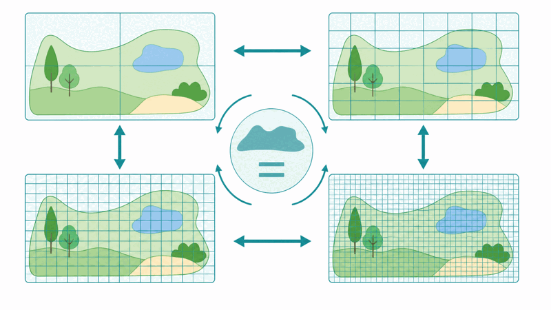 Area converter showing square metres, square feet and acres