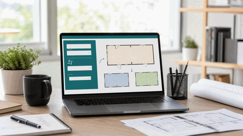 Person converting a property area between units