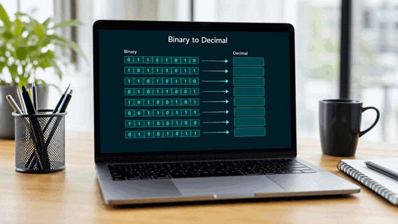 Student learning binary and decimal number systems