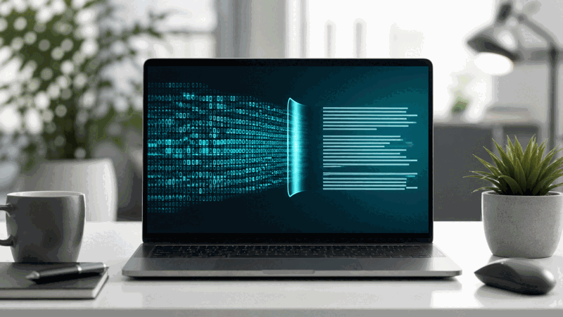 Person decoding a binary message into text