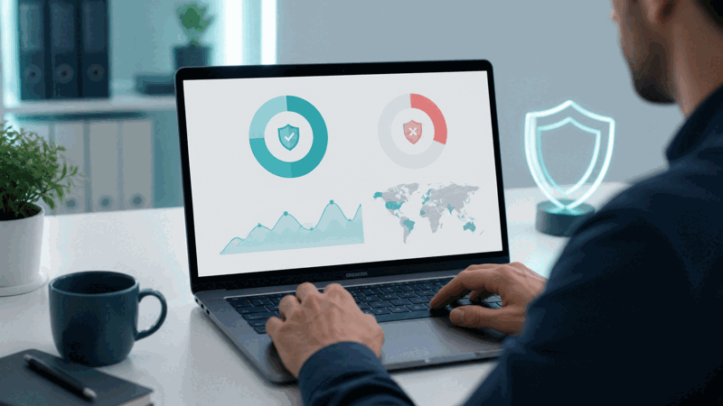 Person checking email deliverability reputation
