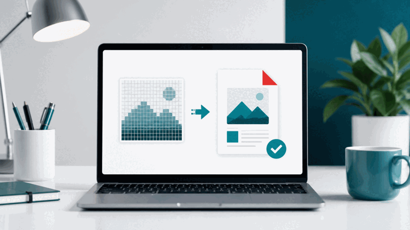 Person converting BMP images to a compact PDF