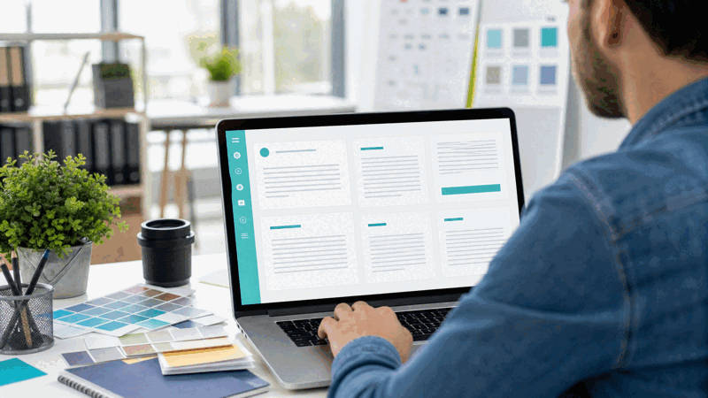 A designer filling a layout with filler
