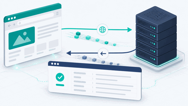 HTTP response headers such as status and content type displayed