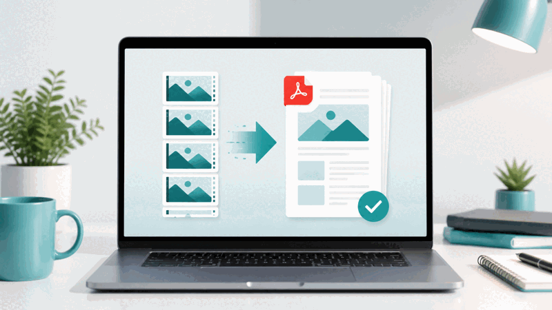 Person combining GIF images into a PDF document