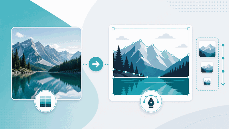 JPG to SVG converter tracing a simple graphic to vector