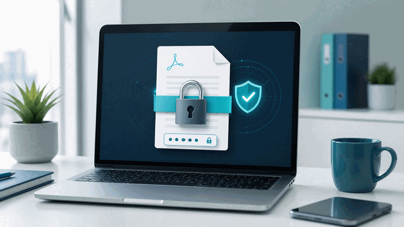 Person securing a sensitive PDF with a password