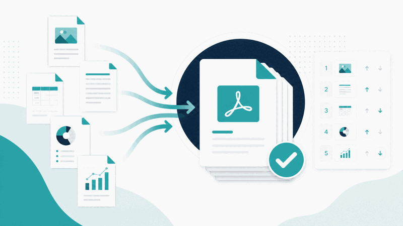 Merge PDF tool combining multiple files into one document