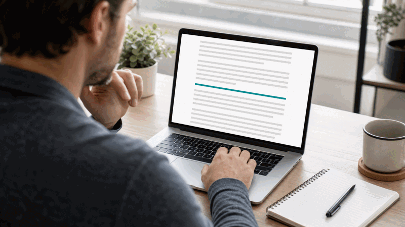 A writer breaking text into readable paragraphs