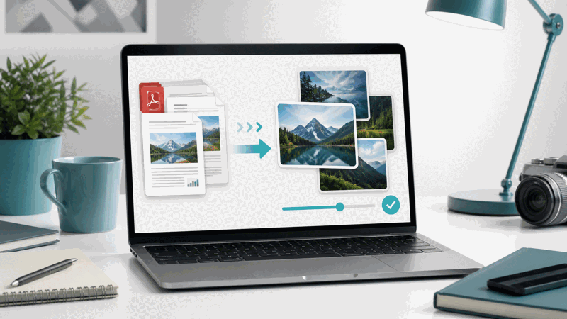 Person converting PDF pages into JPG images
