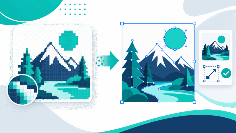 PNG to SVG converter tracing a simple graphic to vector