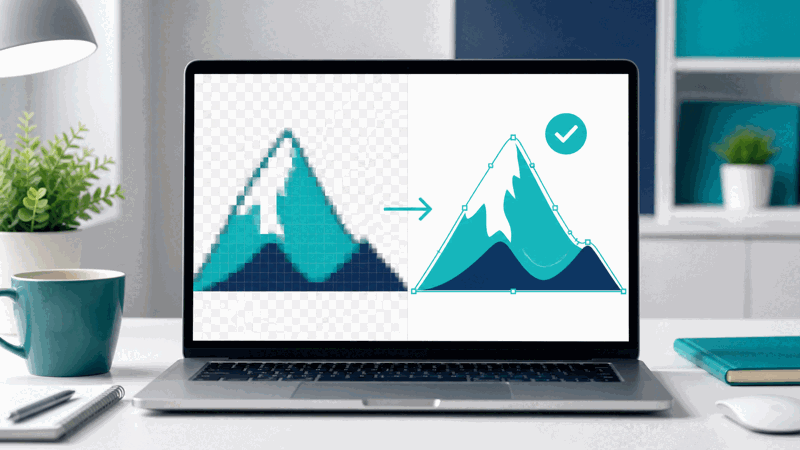 Person vectorising a simple icon to a scalable SVG