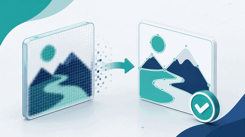 A simple PNG graphic traced into a vector SVG