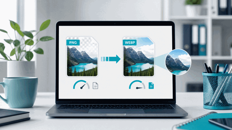 Web developer optimising images to WebP for a faster site
