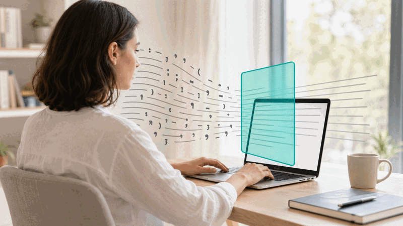 Someone preparing plain words for analysis