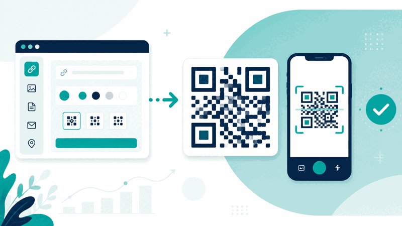 QR code generator creating a scannable code for a link or text