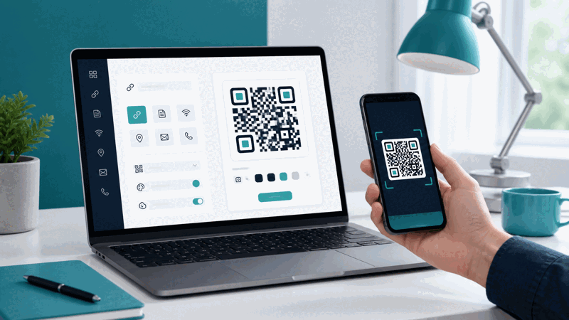 Person scanning a QR code to reach a link