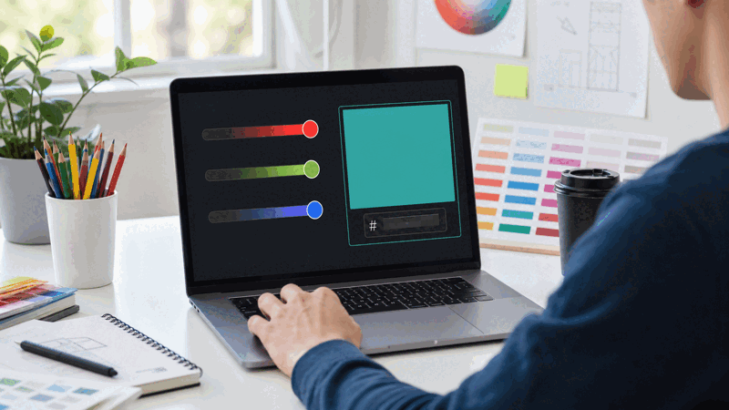 Designer converting an RGB colour to a hex code