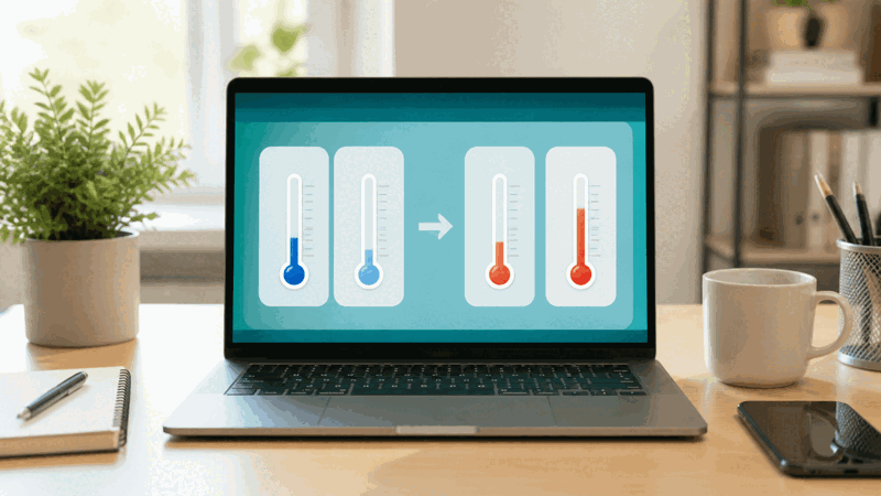 Traveller converting a weather temperature to a familiar scale