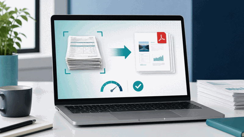 Person converting scanned TIFF pages into a PDF