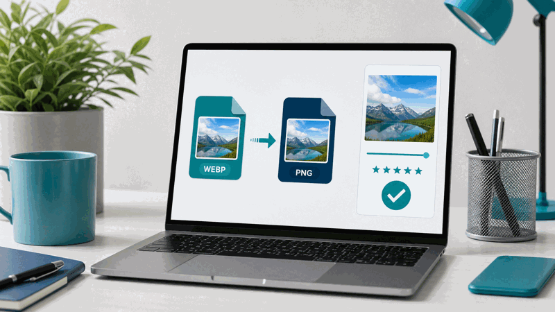 Person converting a WebP image to widely supported PNG