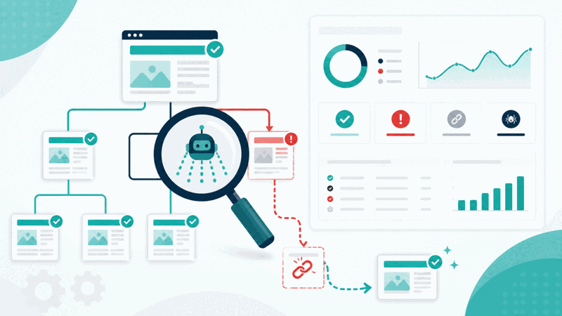 Broken link checker finding dead links on a website