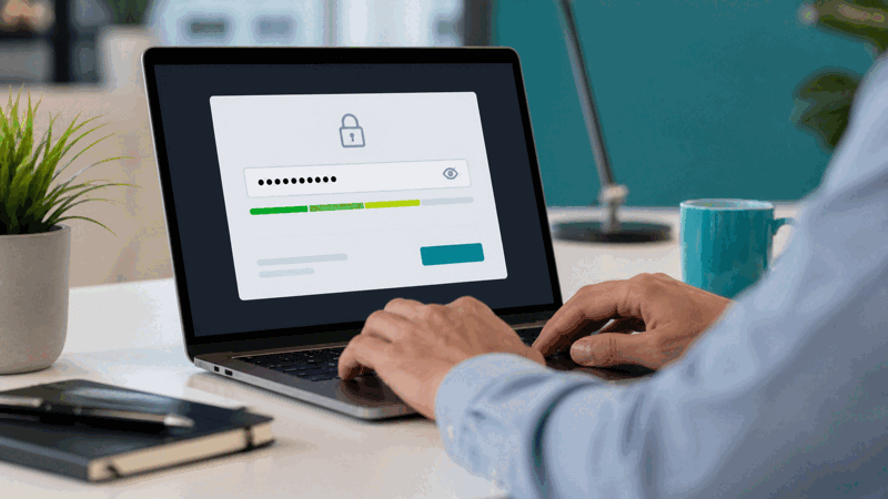 Person securing an account with a strong password